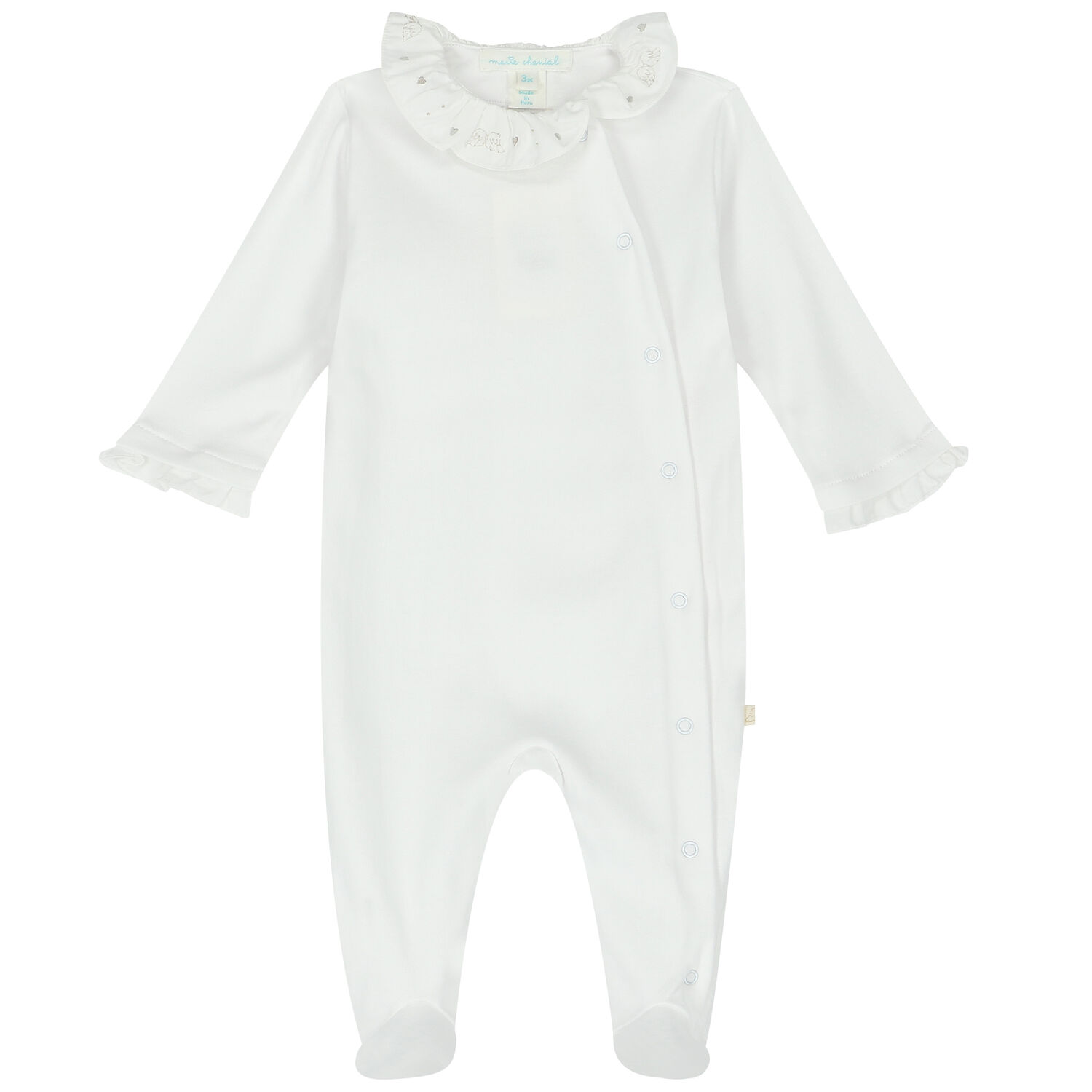 White &amp; Silver Angel Wings Babygrow, 1, hi-res